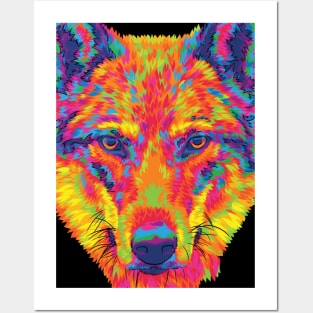 Rainbow Wolf Stare Posters and Art